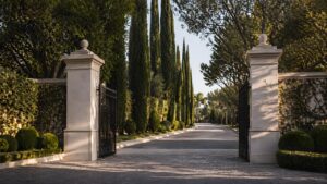 Private gated estate entrance in Beverly Hills, California — JB Rugiero luxury real estate