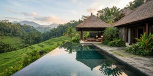 Refined Bali luxury villa with tropical architecture and lush surroundings representing global lifestyle property and portfolio diversification