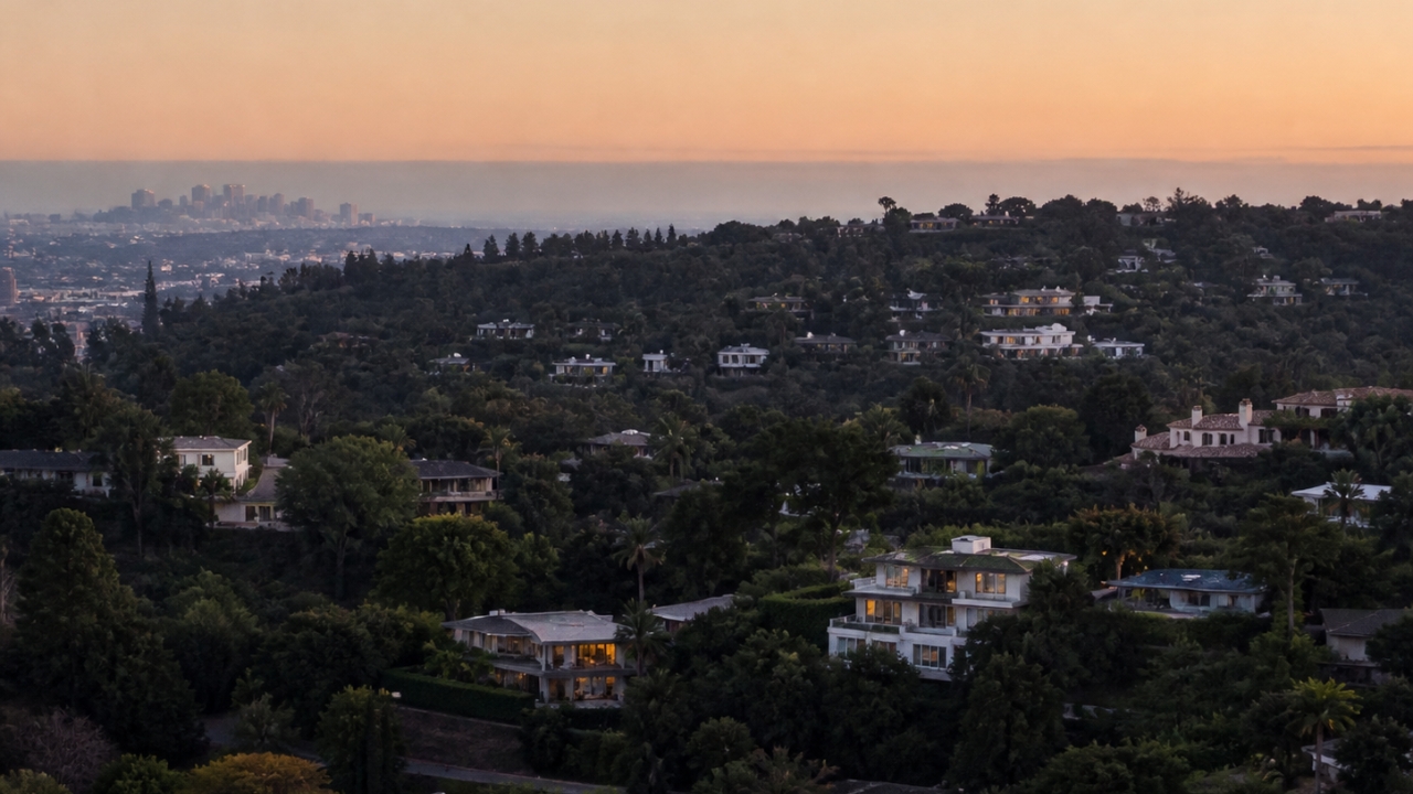 Beverly Hills residential hills at dusk representing the international buyer appeal and long-term real estate value of the Los Angeles luxury market