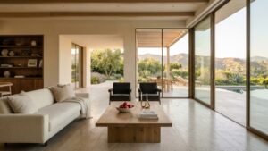Luxury property positioning Beverly Hills — estate interior with architectural presence and clean design