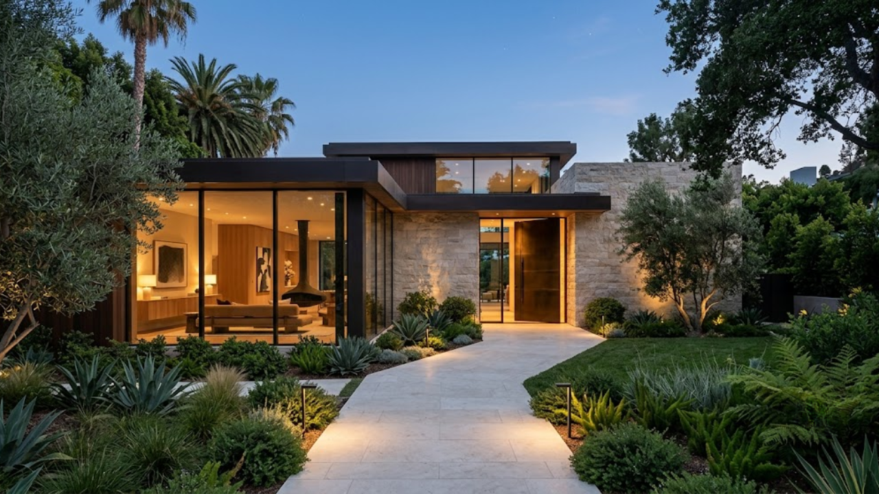 Contemporary Beverly Hills luxury estate facade at dusk representing well-positioned luxury property market insight