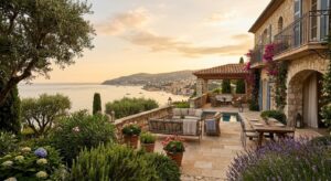 French Riviera villa terrace with Mediterranean sea views and traditional stone architecture, representing why French real estate continues to attract global buyers in 2026.
