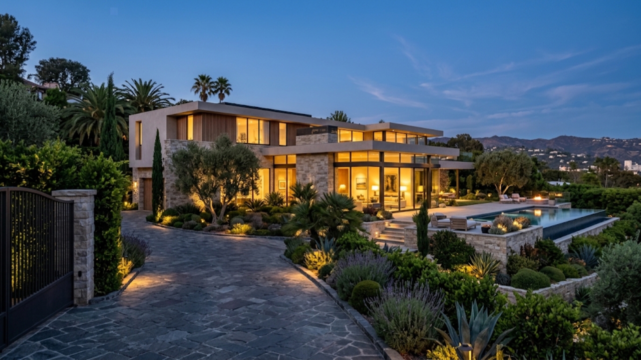 ALT TEXT: Beverly Hills luxury estate exterior -- luxury seller positioning strategy in the Beverly Hills market