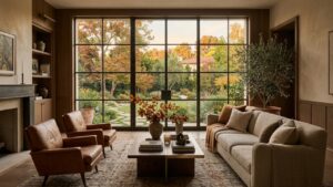 Warm-toned Beverly Hills luxury interior with afternoon light and refined architectural detail